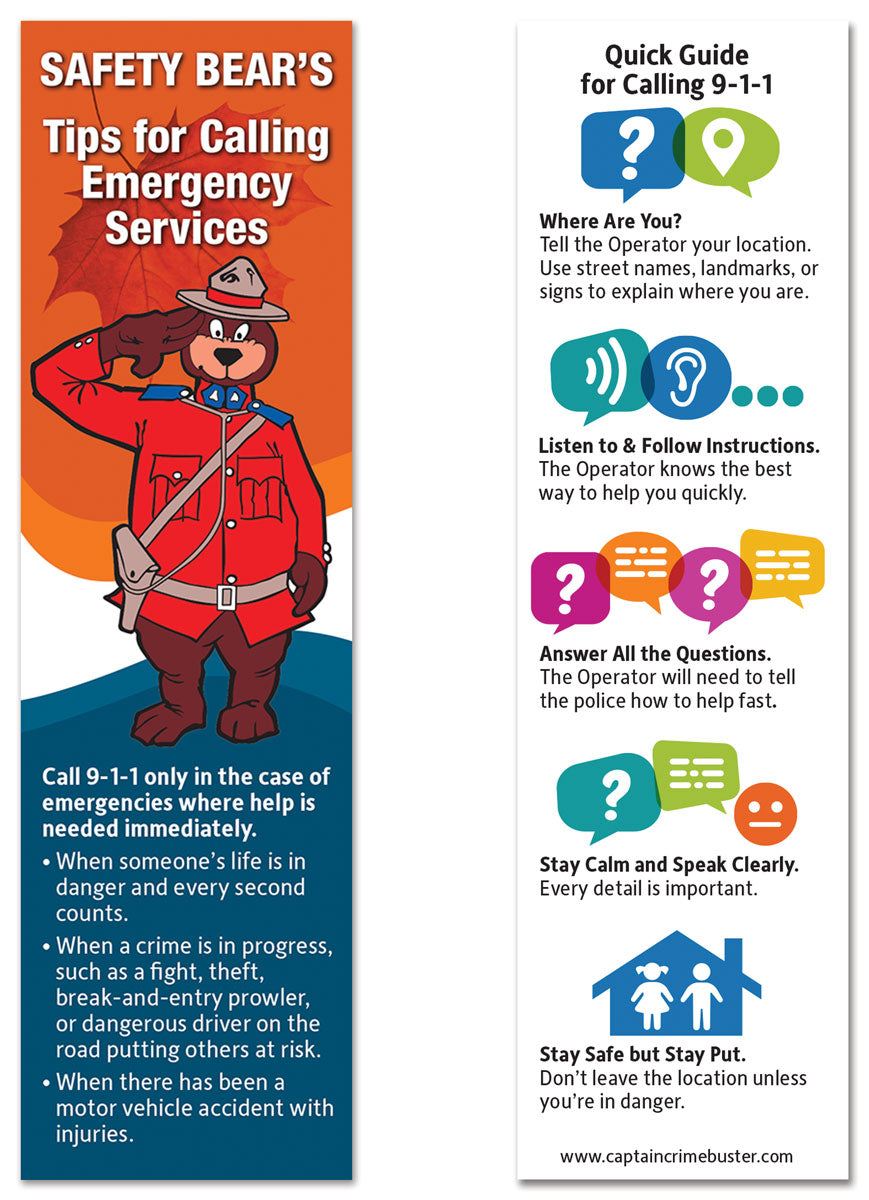 Bookmarks - RCMP Safety Bear (911)