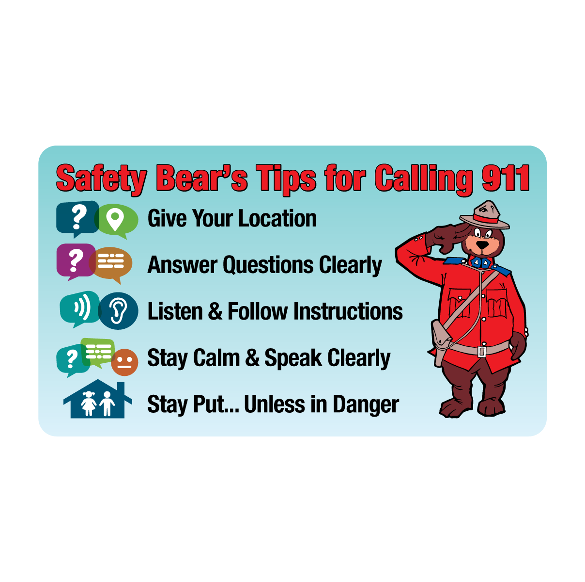 Bookmarks - RCMP Safety Bear (911)